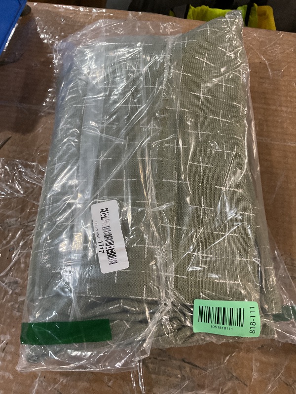 Photo 1 of (USED/FAIR) (BAGGED) MIULEE Decorative Back Tab Linen Curtains with Geometric Pattern for Living Room Bedroom Farmhouse Rustic Thick Woven Textured Patterned Mudcloth Drapes 63 Inch Length 2 Panels Set, Sage Green