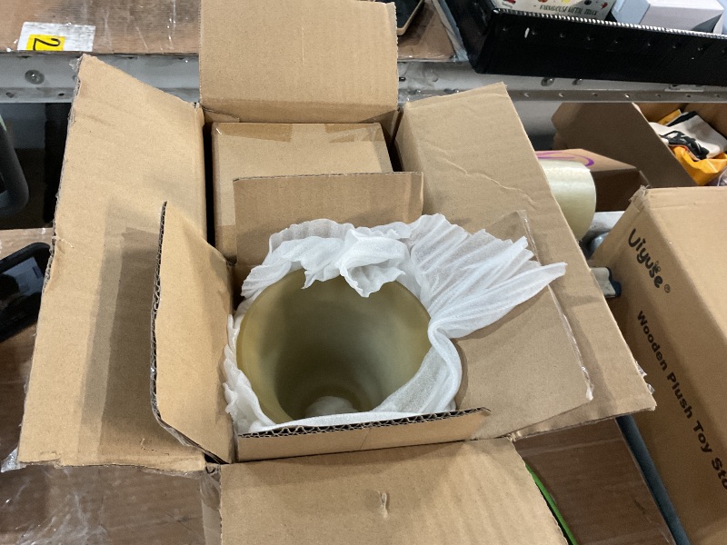 Photo 1 of ***Missing 1***Glass Shade Replacement for Ceiling Fan, 4 Pack Vintage Farmhouse Glass Covers for Light Fixtures Chandeliar Vanity Lighting, Tea Stain Color 2 1/8" Fitter Size