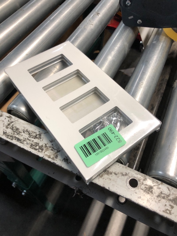 Photo 1 of [2 Pack] BESTTEN 4 Gang Mid-Size Screwless Outlet Cover, Midway Decorative Wall Plate, USWP6 Gloss Snow White, Midsize H4.88" x W8.58"