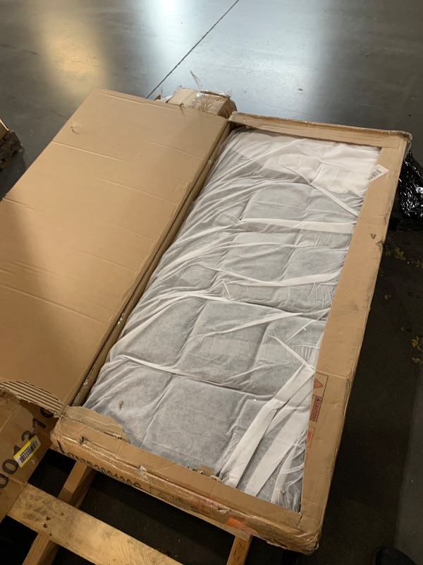 Photo 1 of ***FULL SET 2 OF 2 | TRUCK/TRAILER PICKUP ONLY*** Christopher Knight Home Svens 46" High Headboard Bed, King Size Platform Bed Frame, Soft Velvet Bed Frame, King Size Headboard, Square Pattern Design with Reading Lamps and USB Ports, Grey