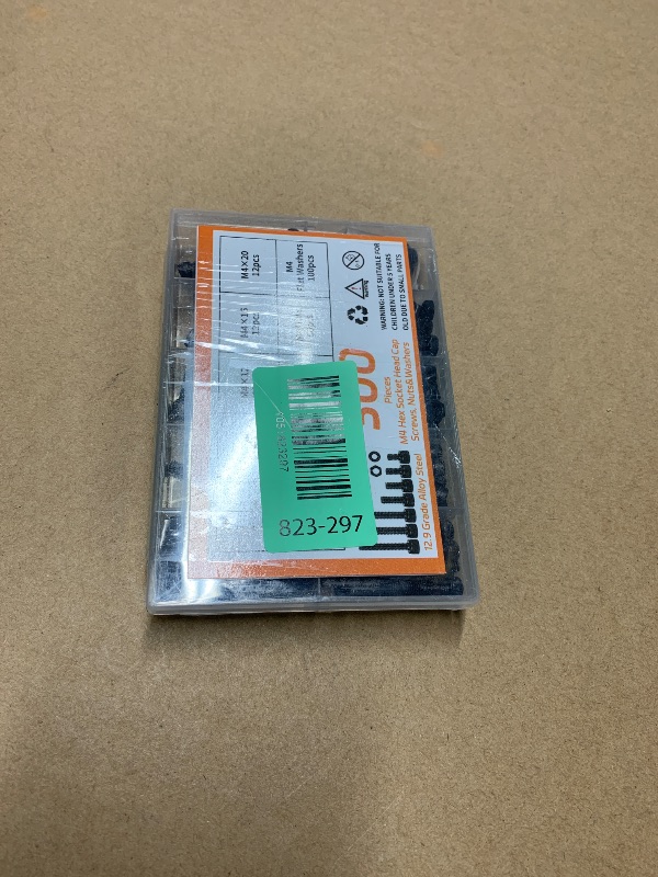 Photo 1 of 300pcs M4 Screw Kit, Premium M4 Hex Socket Head Cap Screw Assortment with Nuts and Washers, M4 x 6mm /8mm /10mm /12mm /16mm /20mm /25mm /30mm (Black)
