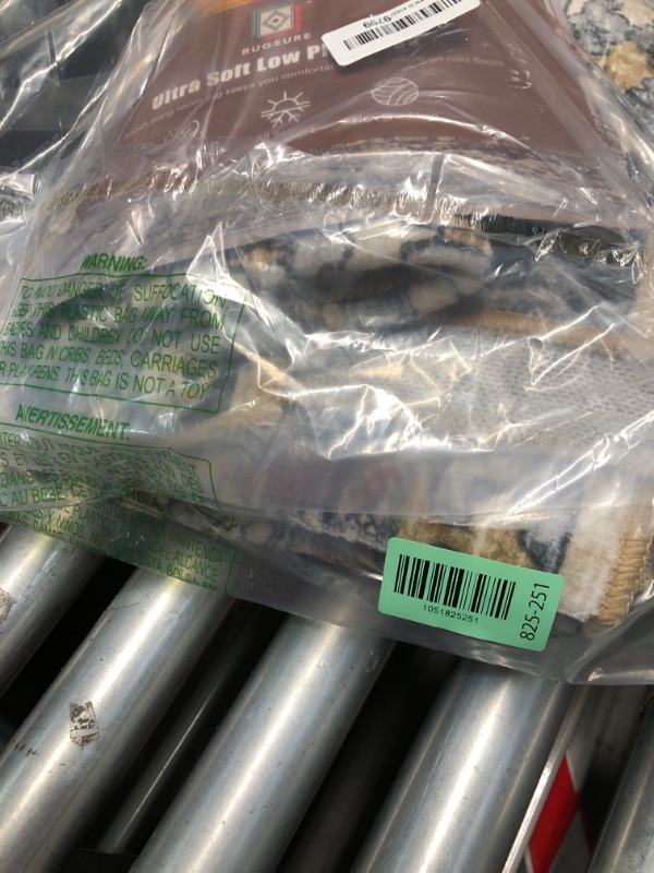 Photo 1 of (used/fair) (bagged) RUGSURE Washable Area Rugs - Perfect for Living Room, Bedroom, Kids Room, Nursery - Stain & Water Resistant Non-Slip, Pet & Child Friendly, Vintage Tribal Area Rugs (Turmeric and Grey, 4' x 6')