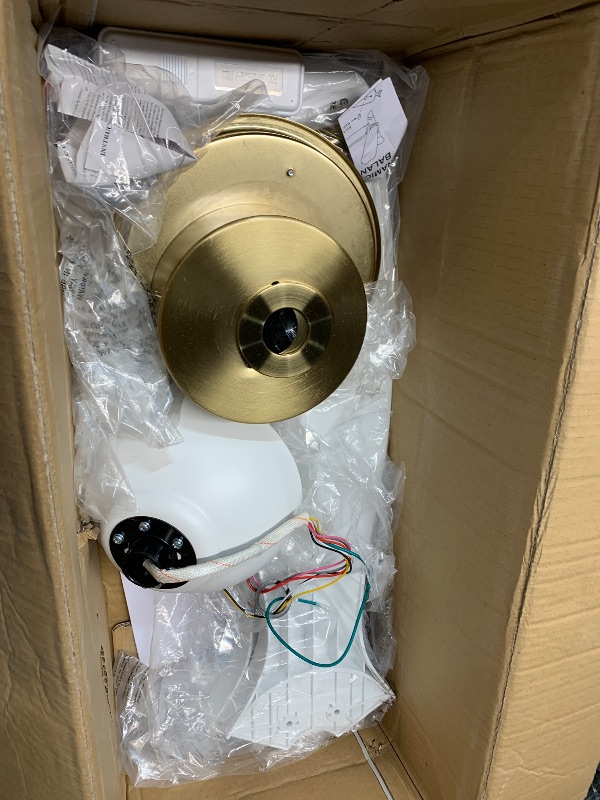 Photo 1 of **PARTS ONLY, MISSING PARTS**
Fanliving 52 Inch 6 Speed High CFM Quiet DC Motor Modern Ceiling Fan with Lights Remote Control, 3 Blade White Gold Indoor Bedroom Living Room Ceiling Fan