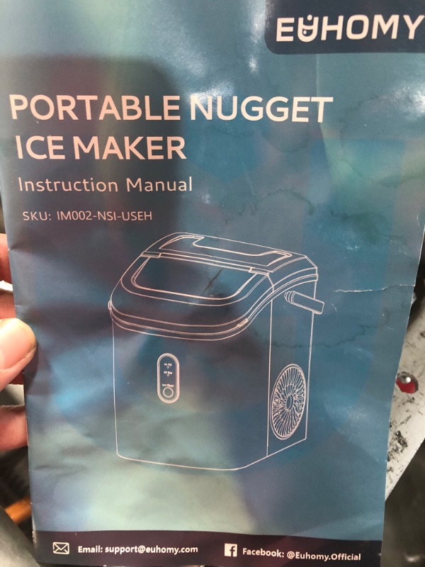 Photo 1 of (used)(see all images) EUHOMY Nugget Ice Maker Countertop with Handle, Ready in 6 Mins, 34lbs Per Day, Removable Top Cover
