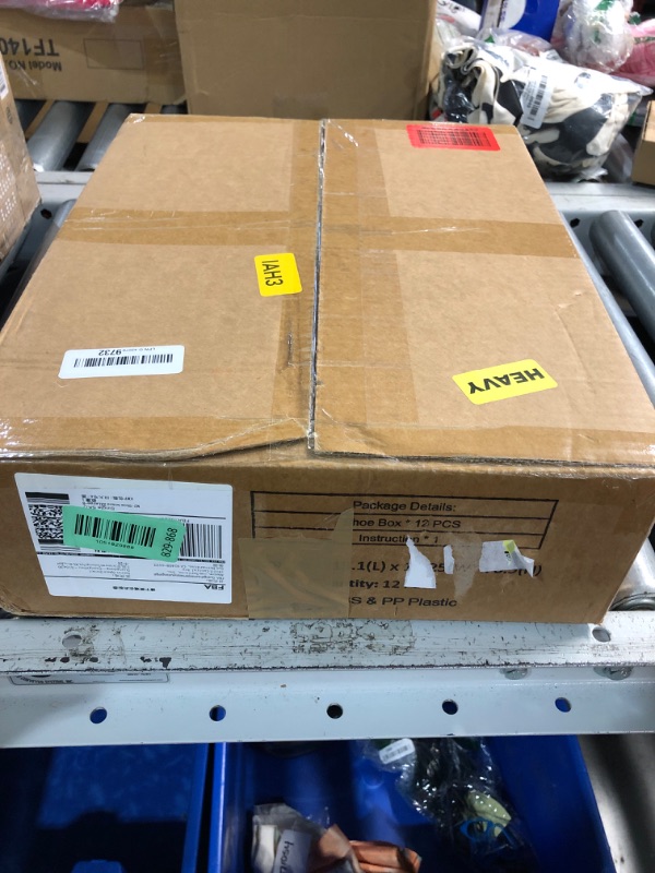 Photo 1 of ***(MINOR DAMAGE/ SEE NOTES)***12 Pack XX Large Shoe Organizer Storage Boxes for Closet, Modular Space Saving Shoe Boxes Clear Plastic Stackable Sneaker Containers Display Case with Lids, Black