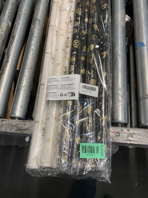 Photo 1 of (3 pack bundle)HaloCasa 6 Rolls Black Gold White Christmas Wrapping Paper - 76cm x 3m Large Metallic Holiday Gift Wrap with Snowflakes & Trees Design, Includes Tags, Strings, Tape for Xmas Gifts Decorations