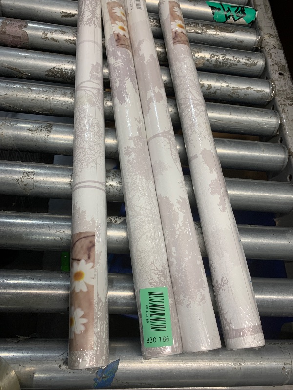 Photo 1 of (4 pcs bundle)Timeet Forest Peel and Stick Wallpaper Modern Tree Wall Paper Grey and White Contact Paper 23.2 "x 118.1" Self Adhesive Removable for Bedroom Living Room Wall Decor