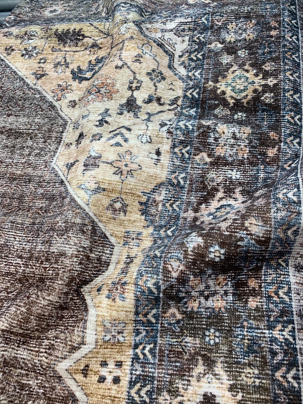 Photo 1 of (used)(see all images) Engiw-5x5 Area Rugs for Living Room Rug Bedroom Rug Machine Washable Dining Room Rugs Carpet Neutral Farmhouse Vintage Brown Taupe