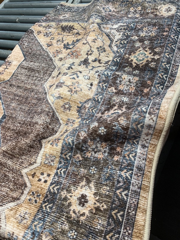 Photo 1 of (used)(see all images) Engiw-5x5 Area Rugs for Living Room Rug Bedroom Rug Machine Washable Dining Room Rugs Carpet Neutral Farmhouse Vintage Brown Taupe