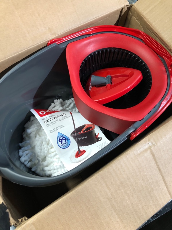 Photo 1 of (missing mop) O-Cedar EasyWring Microfiber Spin Mop, Bucket Floor Cleaning System, Red, Gray, Standard