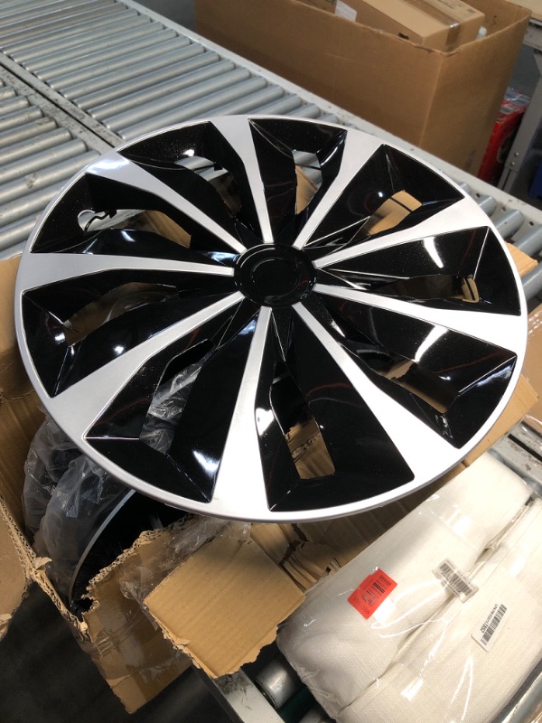 Photo 1 of (USED/FAIR) ABX Hubcaps,16 inch hubcaps Set of 4, Wheel Rim Cover ABS Material, Snap On Car Truck SUV Replacement, for Toyota Camry Nissan Mazda etc, Black & Silver