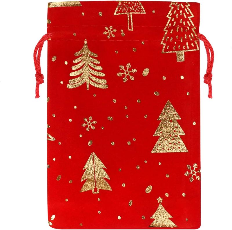 Photo 1 of 
Jactales Small Red Velvet Drawstring Christmas Gift Bags – 12 PCS 4x6 Inches Mini Xmas Present Pouch with Gold Foil Christmas Tree and Snowflake Design –...