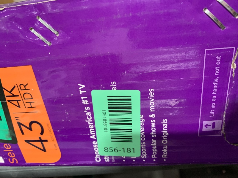 Photo 1 of *************SCREEN CRACKED, NON FUNCTIONAL, FINAL SALE***************
Roku Smart TV 2025 – 43-Inch Select Series, 4K HDR TV – RokuTV with Enhanced Voice Remote – Flat Screen LED Television with Wi-Fi for Streaming Live Local News, Sports, Family Entertai