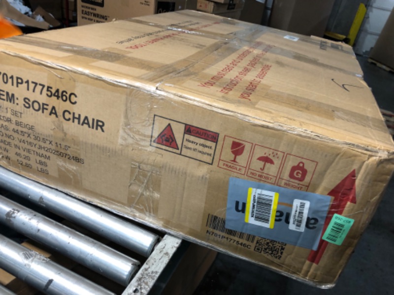 Photo 3 of Merax Chenille Convertible Sleeper Chair with Pillow & Adjustable Backrest, Adult 3 in 1 Lounger Sofa Turns Into Chaise Lounge Recliner Single Bed for Living Room Balcony Bedroom Office, Beige