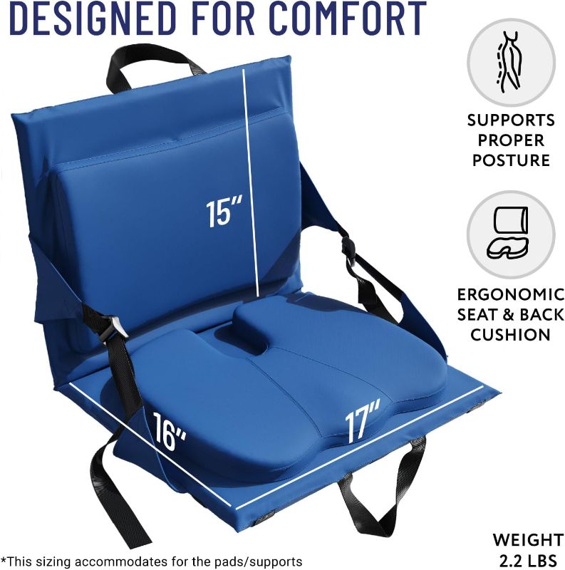 Photo 1 of (USED/FAIR) Everlasting Comfort Stadium Seats with Back Support - Adjustable Memory Foam Bleacher Chairs with Back and Cushion, Portable, Easy Folding Stadium Seat Cushion with Storage Pocket