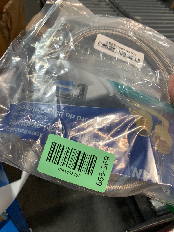 Photo 1 of (missing pieces) Eastman 4 Ft. Dishwasher Installation Kit, Braided Stainless Steel Supply Line with 3/8 Inch Compression Ends, 41037