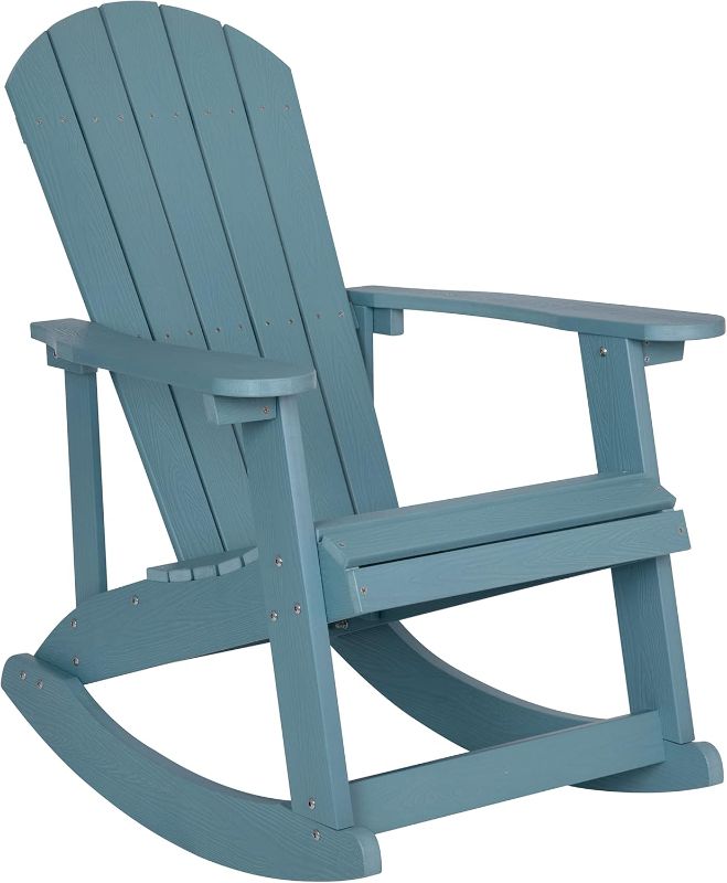 Photo 1 of **PARTS ONLY** Flash Furniture Savannah Poly Resin Wood Adirondack Rocking Chair - All Weather Sea Foam Polystyrene - Stainless Steel Hardware