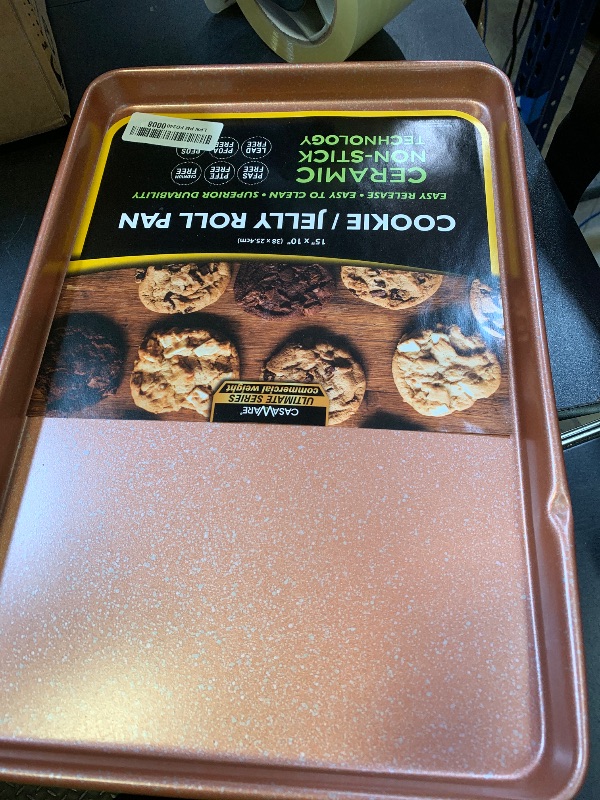 Photo 1 of casaWare 15 x 10 x 1-Inch Ultimate Series Commercial Weight Ceramic Non-Stick Coating Cookie/Jelly Roll Pan (Rose Gold Granite)