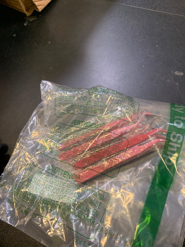 Photo 1 of 10 Pieces Tweezers for Crafting, Stainless Steel Curved Pointed Tweezers Precision Tweezer with Protective Cover for Eyelash Extensions Stickers Rhinestones Crafts (Rose Red)