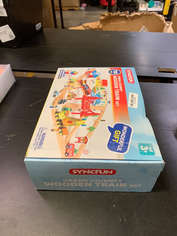 Photo 1 of 110PCS Wooden Train Set - Toy Magnetic Trains with Wooden Track Set for Kids Ages 3-8, City Scene Railway Set, Perfect Christmas Birthday Gift for Grandkids Toddlers Boys Girls