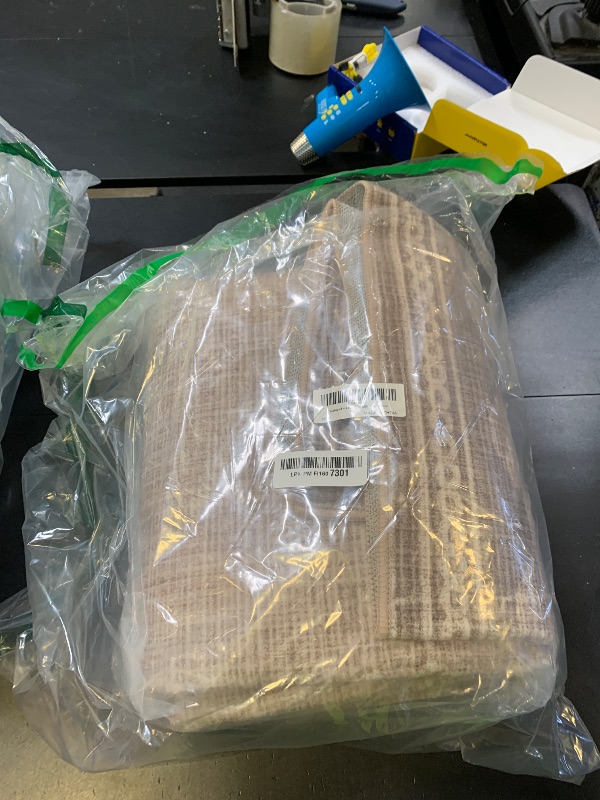 Photo 1 of GarveeHome Scalloped 4 x 6 Rug Non-Slip Washable Low-Pile Carpet - Solid Tan Jute Digital Printing Modern Rugs for Bedroom Living Room Nursery Kitchen Indoor Mat with Rubber Back