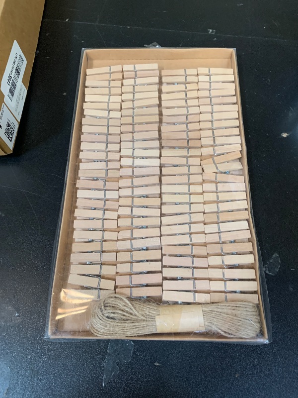 Photo 1 of 1.35 Inch Mini ClothesPins for Photo?100 Pcs? with 32 Feet Jute Twine?Mini Clothes Pins for Crafts,Wooden Small Clothes Pins for Pictures,Tiny Decorative Clothespins for Baby Shower(Natural Color)