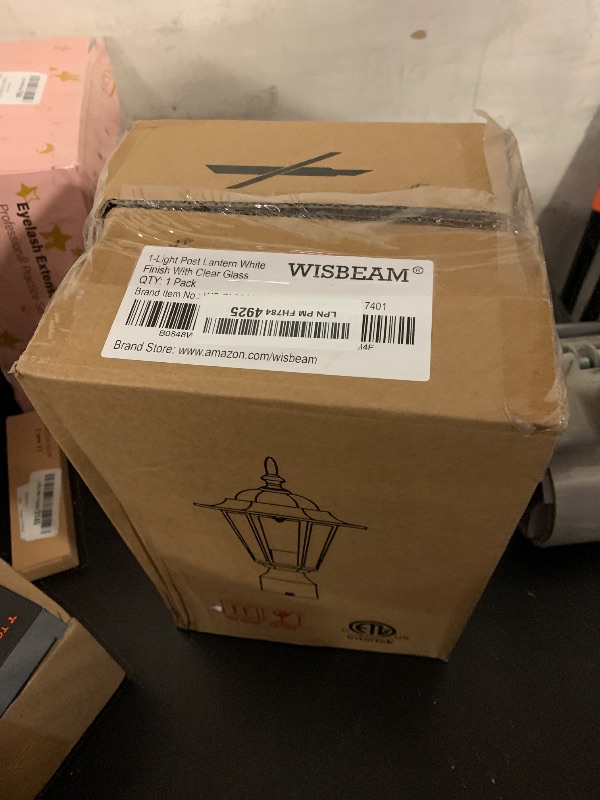 Photo 1 of WISBEAM White Outdoor Post Light, Pole Lantern, E26 Base 60W Max, Aluminum Housing Plus Glass, Wet Location Rated, ETL Qualified, Bulbs not Included, White