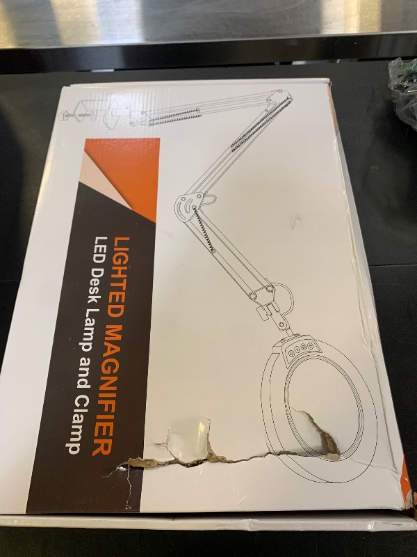 Photo 1 of 10X Magnifying Glass with Light and Clamp, Ultra Long 3 Section Swing Arm LED Desk Lamp, Real Glass Lens, 5 Color Modes Dimmable, Hands Free Lighted Magnifier with Stand for Repair Craft Close Work
