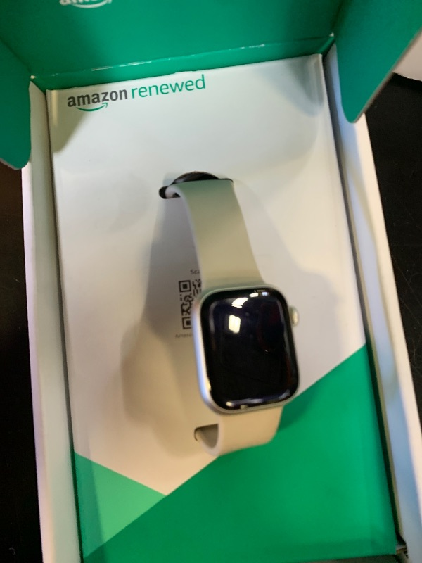 Photo 1 of Apple Watch Series 8 (GPS, 41MM) - Starlight Aluminum Case with Starlight Sport Band M/L (Renewed Premium)