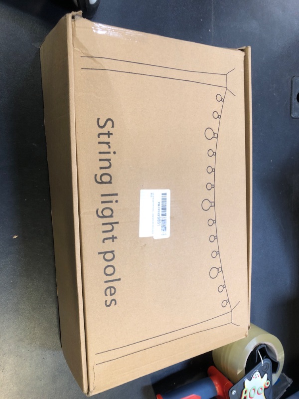 Photo 1 of 10Ft String Light Poles 4 Pack,Light Poles for Outside Lights,Outdoor with Fence Brackets Hanging Lights,Metal Stand Deck Patio Backyard