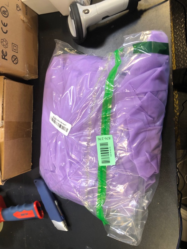 Photo 1 of 10ft x 10ft Lavender Tulle Photo Backdrop Curtain with Lights String for Parties Wedding Bridal Shower Sheer Lavender Curtain Backdrop for Birthday Baby Shower Photo Booth Photography