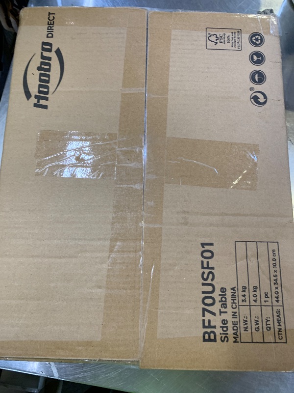 Photo 1 of HOOBRO C Shaped End Table with Charging Station, 28" H Couch Side Table Slide Under, Sofa Arm Tray Table with Storage Bag for Living Room, Recliner, Rustic Brown BF70USF01