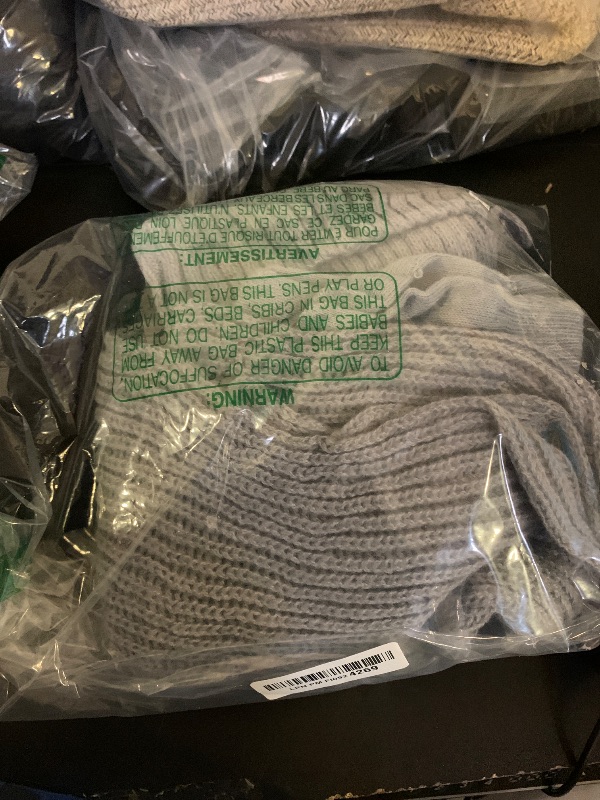 Photo 1 of **USED/DAMAGED** JaGely Kids Hat Gloves Scarf Winter Set for Girls and Boys Knit Hat with Pom Warm Scarf Snow Gloves for 3-10 Years Toddler (Black, Medium Grey)