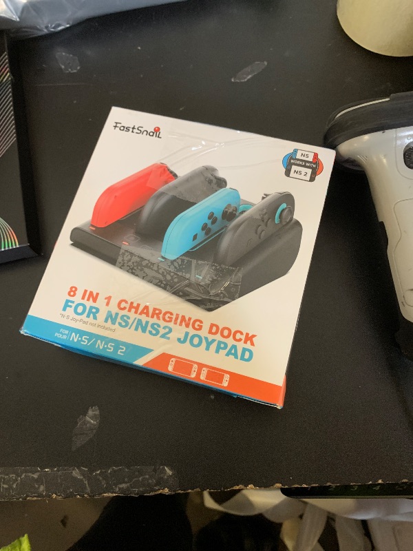 Photo 1 of [Switch 1/2 Compatible] FASTSNAIL 8-in-1 Charging Dock for Nintendo Switch 2 & 1/OLED for Joy-Con 2, Dual-Direction Magnetic Fast Controller Charger Station Stand for Joycon 2/Joycon 1 (Black)