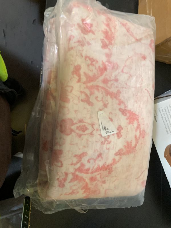 Photo 1 of Sofrug Area Rug 5x7 - Vintage Floral Honeycomb Non Slip Backing Carpet - Pink Softer Thicker Faux Wool Rug - Foldable & Machine Washable Rugs for Living Room Bedroom Nursery Room Home Office