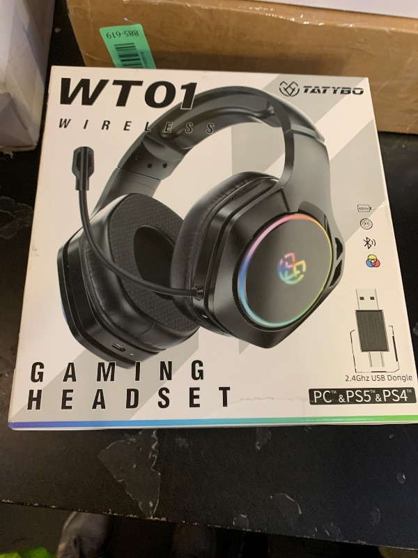 Photo 1 of Tatybo Wireless Gaming Headsets for Ps5 Ps4 PC, 2.4GHz USB & Type-C Gaming Headphones, 40H+ Hrs & 7.1 Surround Sound with Noise Canceling Microphone for Switch Phone