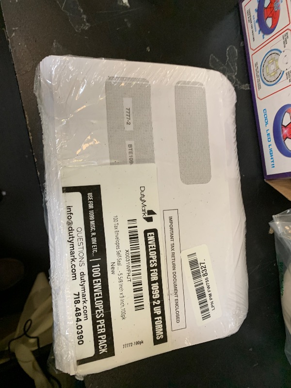 Photo 1 of 100 Tax 1099 Envelopes Self-Seal For 1099 MISC, 1099-R & DIV - INT, 1095, 1098, Double-Window Security tinded, For Quickbooks or Tax Software - 5 5/8 Inch x 9 Inch, 100 Envelopes