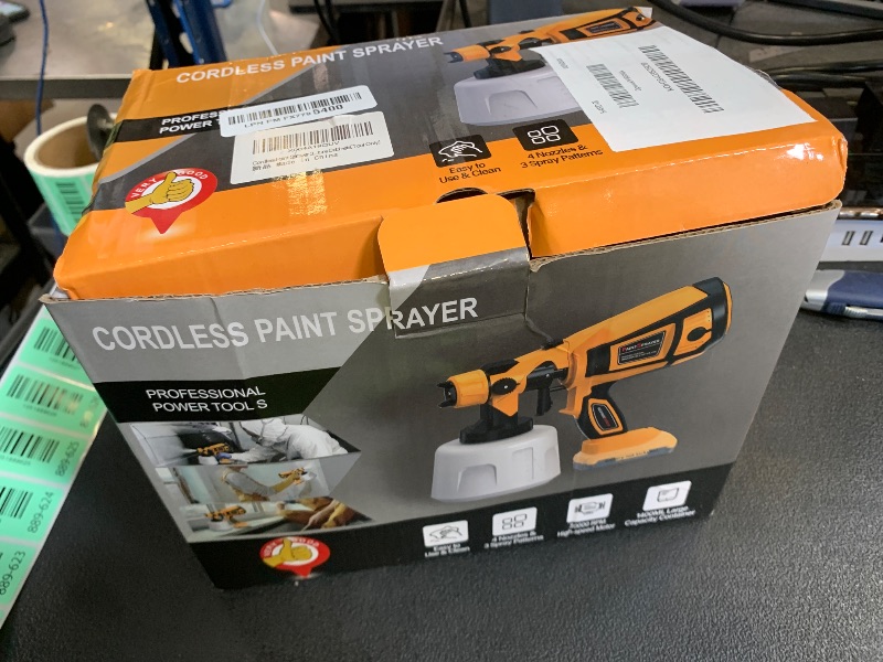 Photo 1 of Cordless Paint Sprayer for Dewalt 20V MAX Battery High Power Electric Spray Paint Gun Easy to Clean for Furniture Cabinets House Painting Yellow (Not Include Battery)