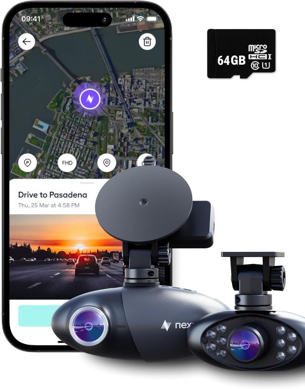 Photo 1 of Nexar Pro GPS Dash Cam System – Dual Dashcam Front and Interior Dash Camera for Cars with 64GB SD Card Unlimited Cloud Storage 24/7 Parking Mode Night Vision and 1-Year Nexar Classic App Subscription