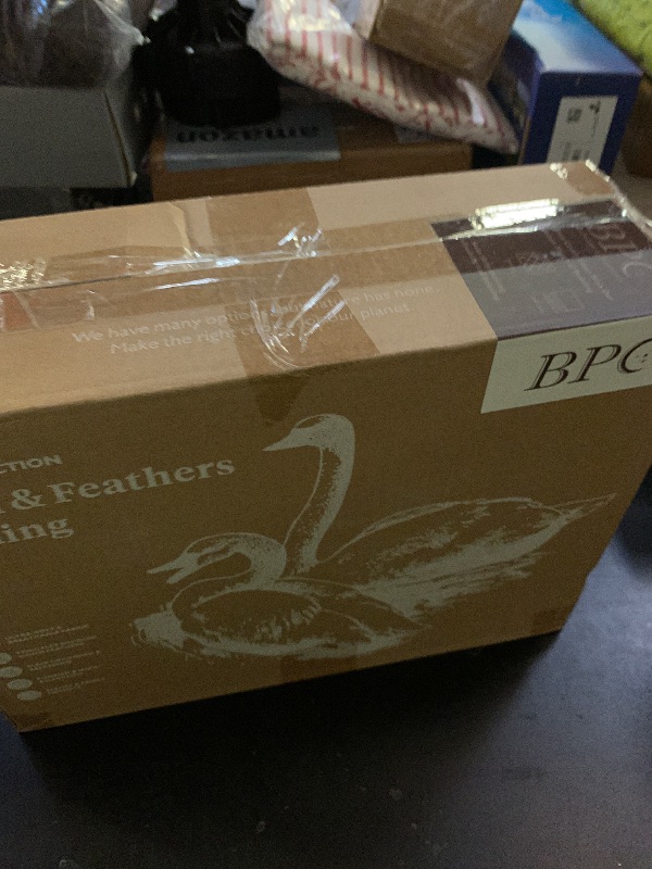 Photo 1 of BPC Organic Feather Down Comforter Oversized King, Hotel-Luxury Fluffy Duvet Insert with Cotton Cover and Puffy Feather Down Filling for All-Season, Ivory White, 120x98 Inches