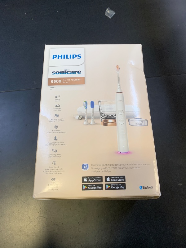 Photo 1 of Philips Sonicare DiamondClean Smart 9500 Electric Toothbrush, Sonic Toothbrush with App, Pressure Sensor, Brush Head Detection, 5 Brushing Modes and 3 Intensity Levels, Rosegold, Model HX9923/61