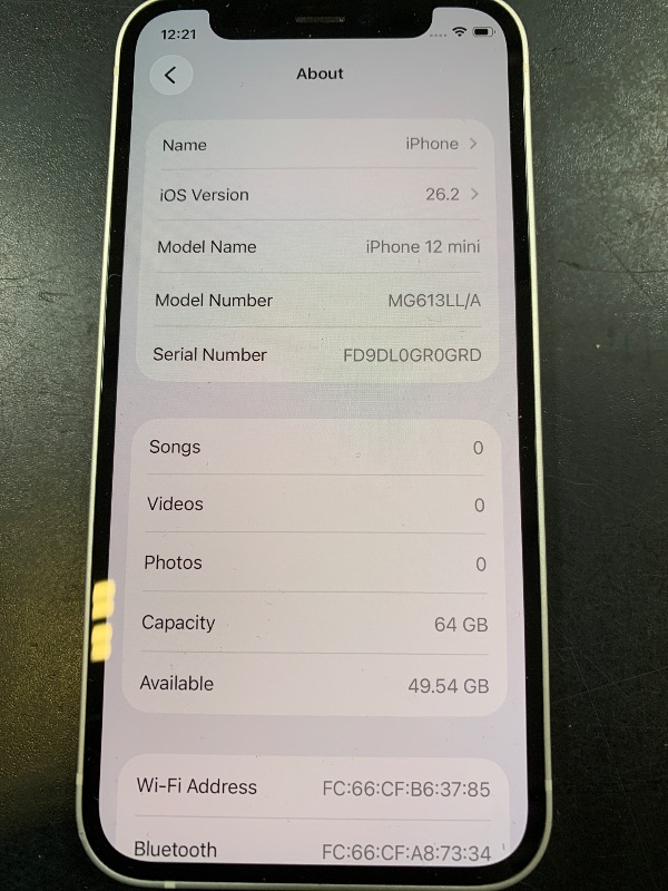 Photo 1 of Apple iPhone 12 Mini, US Version, 64GB, White - Unlocked (Renewed)