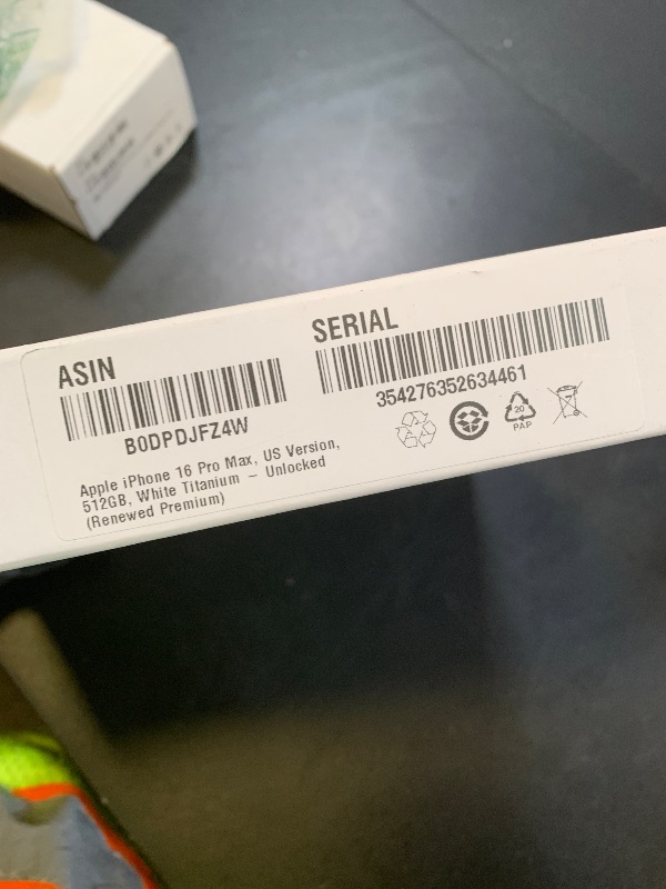 Photo 1 of Apple iPhone (Renewed Premium) 16 Pro Max, US Version, 512GB, White Titanium - Unlocked