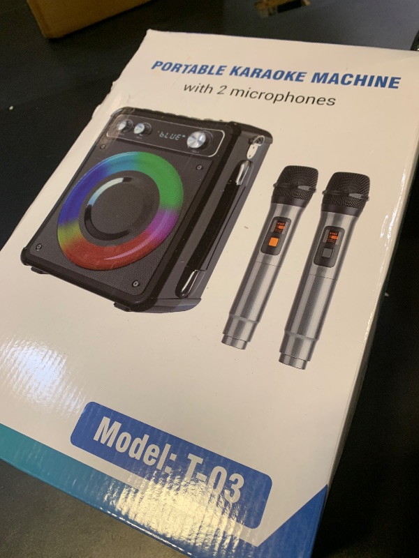Photo 1 of VOSOCO Karaoke Machine, Portable Bluetooth Karaoke Speaker with 2 Wireless Microphones, PA System for Adults Kids with LED Lights & Echo Adjustment, Supports TWS/TF/USB/AUX for Home Party