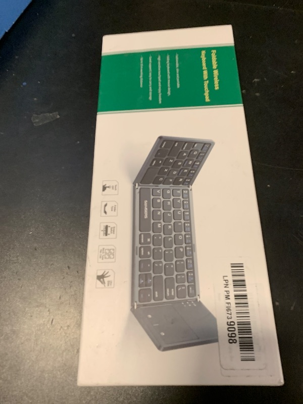 Photo 1 of Samsers Foldable Bluetooth Keyboard with Touchpad - Portable Wireless Keyboard with Holder, Rechargeable Full Size Ultra Slim Pocket Folding Keyboards for Android Windows iOS Tablet & Laptop - Blue