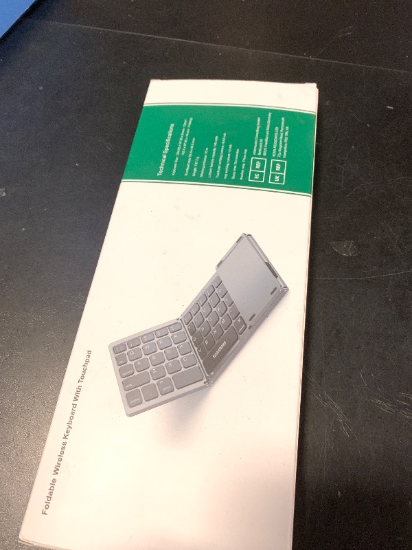 Photo 1 of Samsers Foldable Bluetooth Keyboard with Touchpad - Portable Wireless Keyboard with Holder, Rechargeable Full Size Ultra Slim Pocket Folding Keyboards for Android Windows iOS Tablet & Laptop - Blue