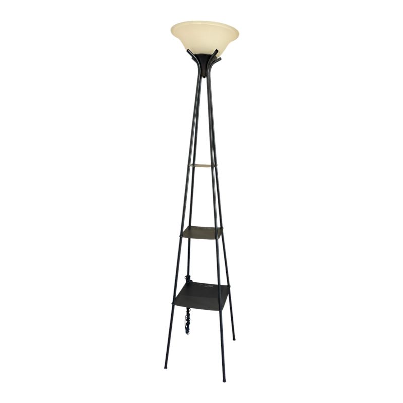 Photo 1 of BLACK FLOOR LAMP W GLASS TOP AND SHELVES H69”