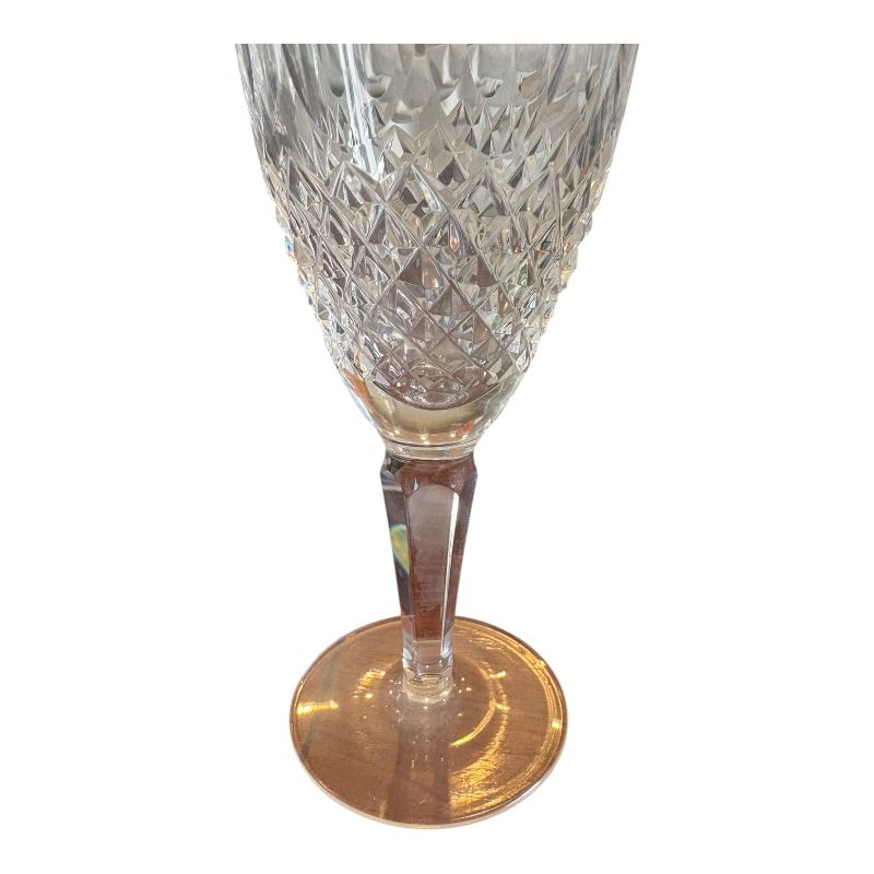 View 3 of (4)PCS WATERFORD CRYSTAL COLLEEN TALL STEM FLUTED CHAMPAGNE GLASS DIAMOND CUT PATTERN H7"