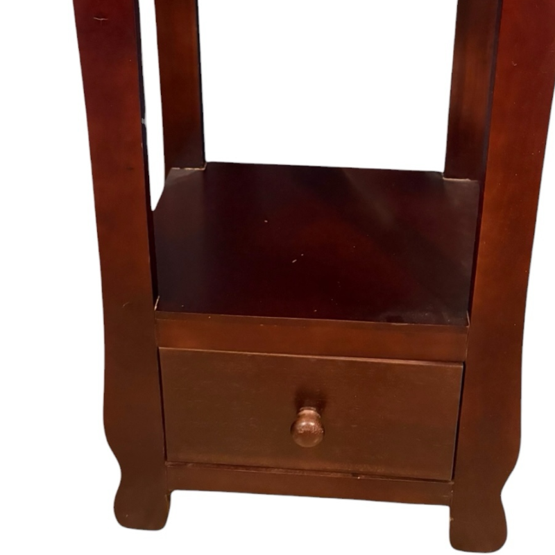 View 3 of 2-DRAWER ESPRESSO AND DARK BROWN STYLE ACCENT TABLE 15.5”X12”H31”