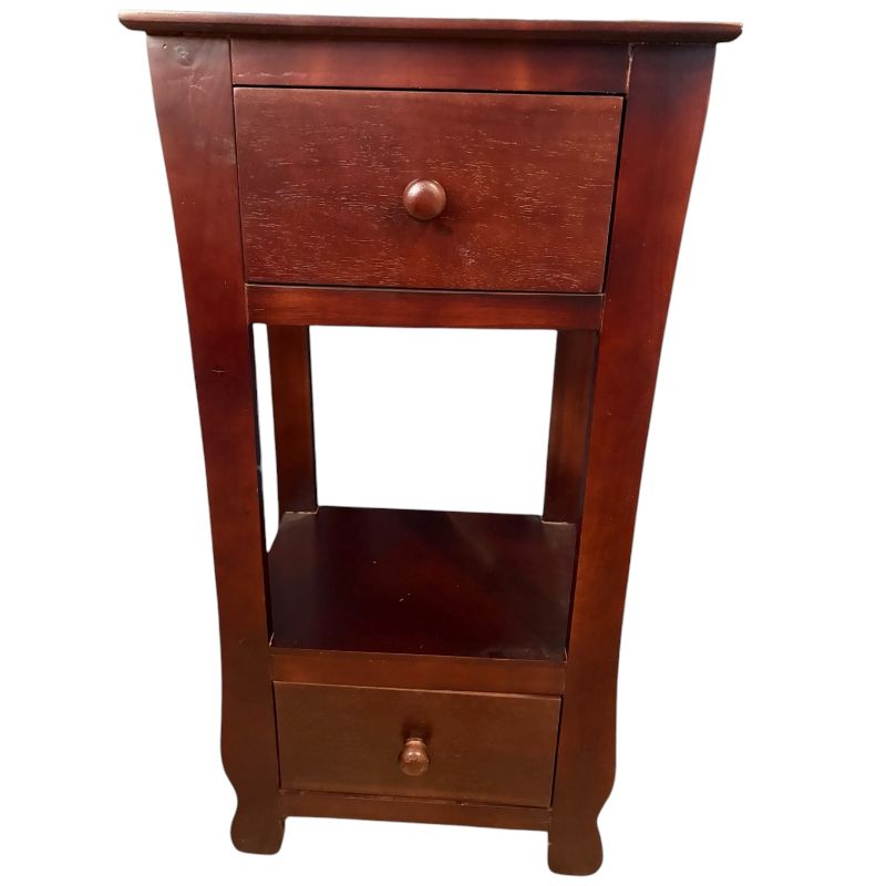View 1 of 2-DRAWER ESPRESSO AND DARK BROWN STYLE ACCENT TABLE 15.5”X12”H31”